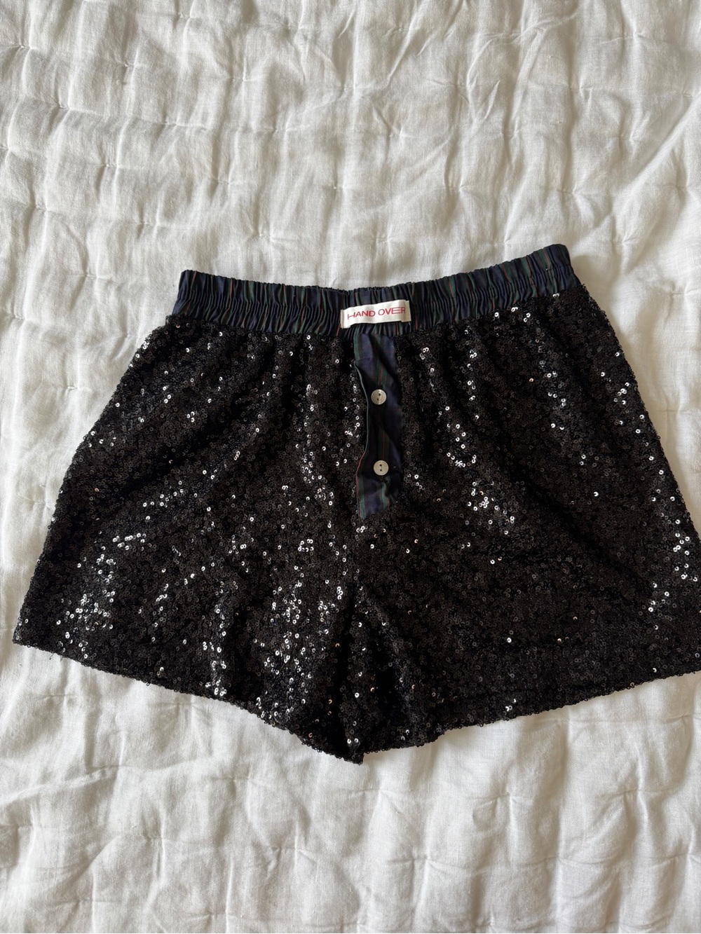Handover Black Sequin boxer Shorts